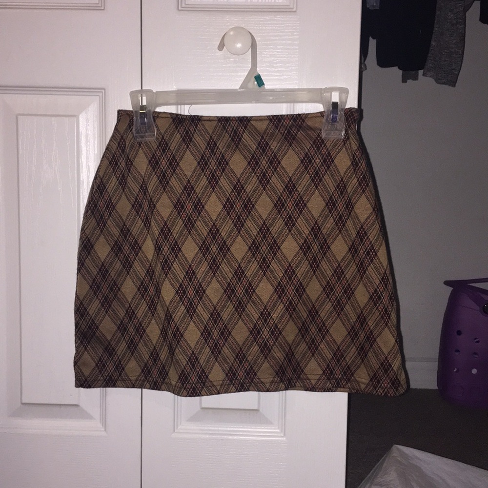 Brown plaid skirt
